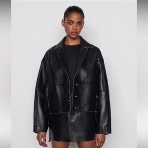 NWT Frame Leather Denim Jacket Size XS